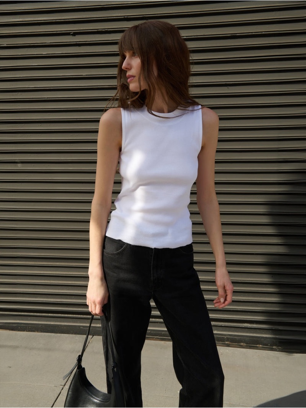 NWT Nation LTD Joan Sleeveless Mock Neck Ribbed Top White Size S $105